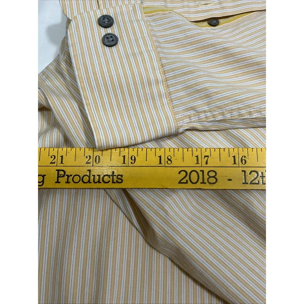Banana Republic Men Button up Long Sleeve Shirt Size XL‎  Yellow White Line G36